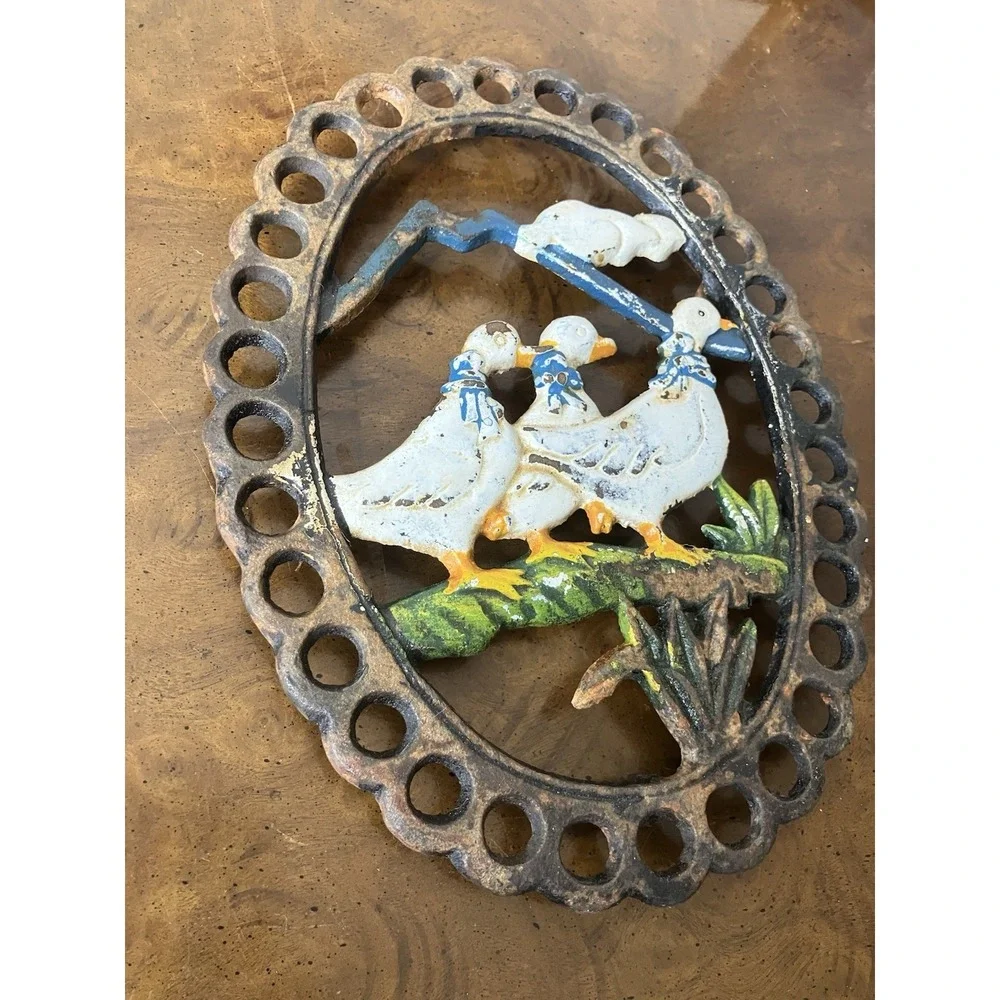 Vintage Cast Iron Goose Duck Trivet Wall Plaque Farmhouse Country Cottagecore